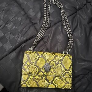 Karl Lagerfeld Yellow Snake Print Shoulder Bag